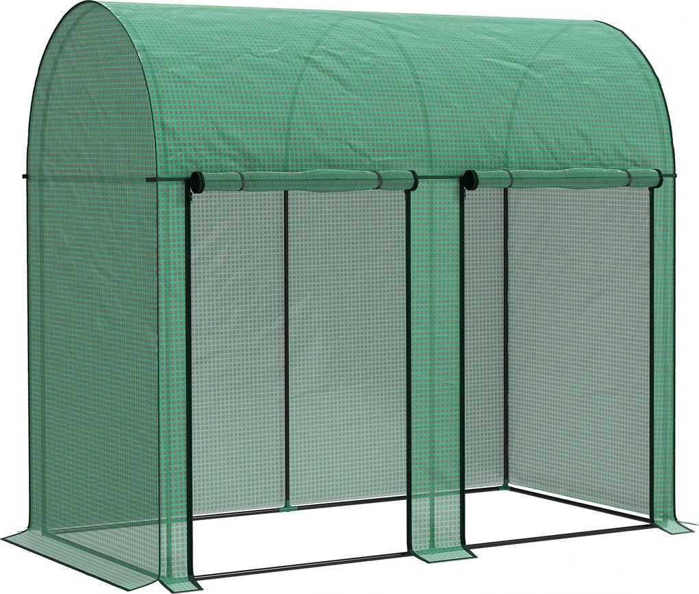 Outsunny Estufa Pequena Estufa de Exterior com Porta Dupla com Fecho de Correr e Cobertura de PE 200x100x178 cm Verde | Aosom Portugal