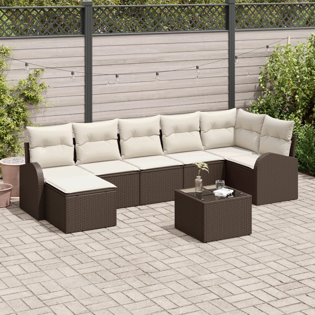 Conjunto de Sofá de Jardim vidaXL 7 Peças com Almofadas Cinza Poliratt