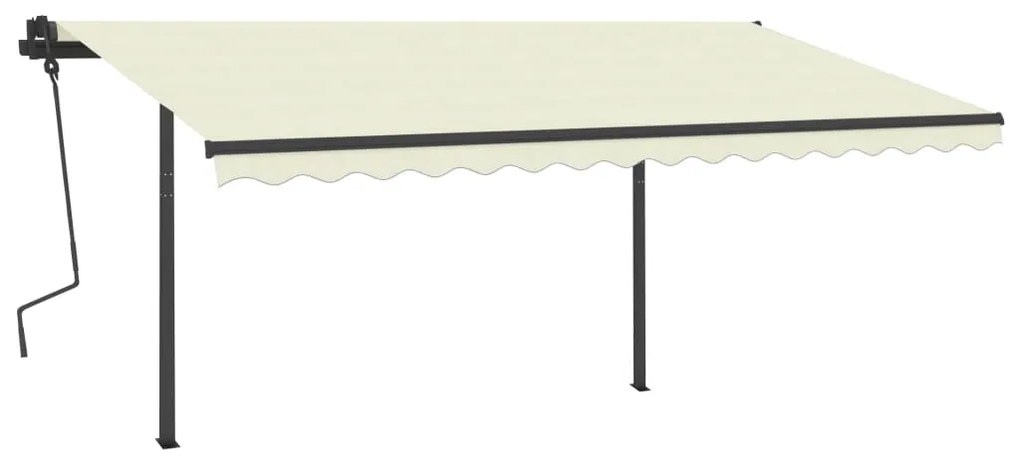 Toldo retrátil manual com postes 4,5x3,5 m cor creme