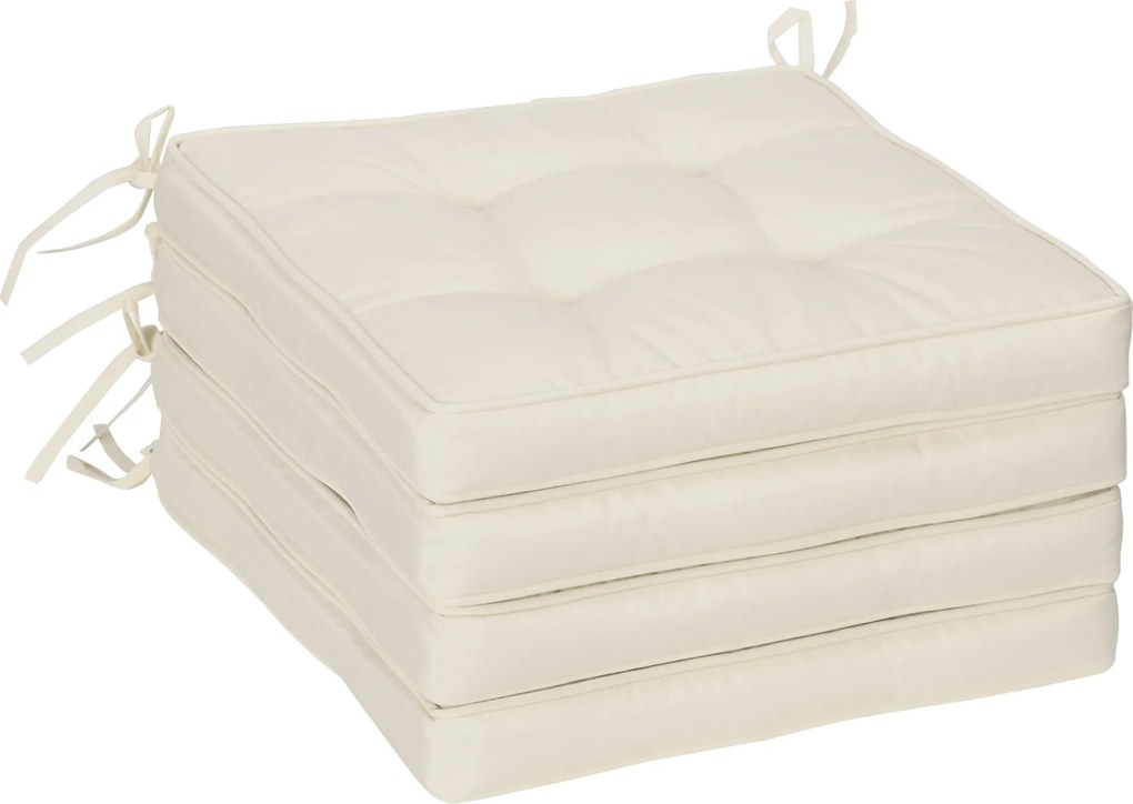 Outsunny Conjunto de Almofadas para Cadeiras de Jantar 42x42x5 cm Jogo de 4 Peças Almofadas para Cadeiras de Jardim Impermeáveis Creme | Aosom Portugal