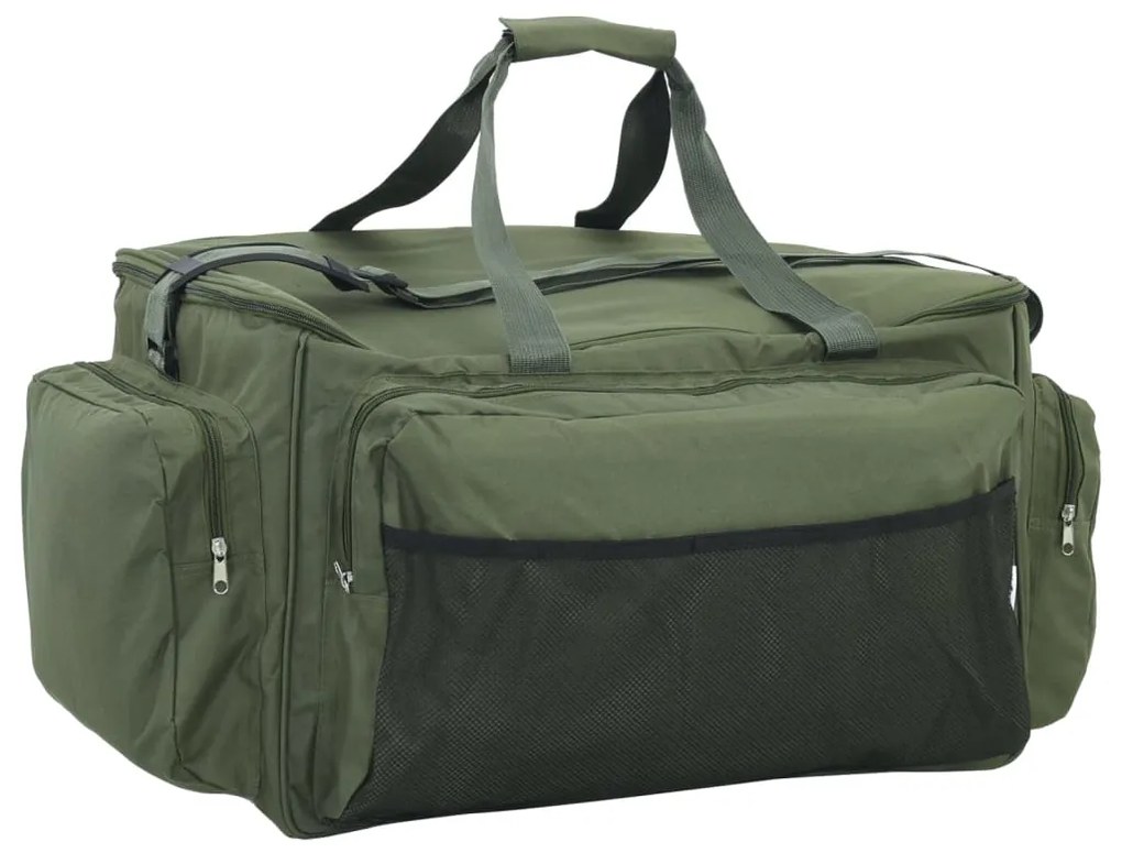 vidaXL Saco de pesca impermeável tecido oxford verde-escuro