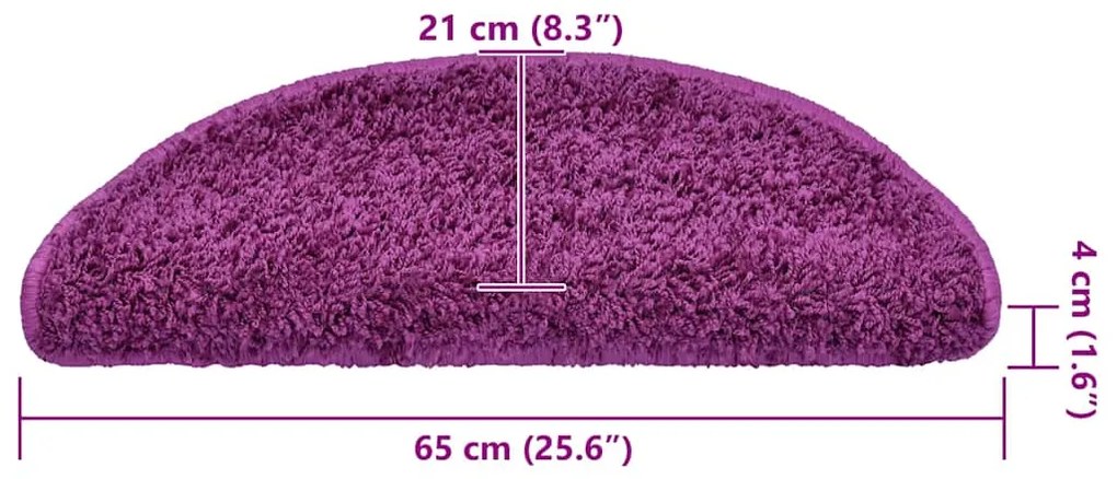 Tapetes de escada 30 pcs 65x21x4 cm violeta