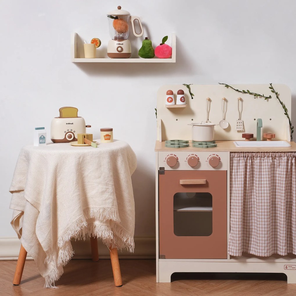 Conjunto de 4 eletrodomésticos de cozinha de brincar cor creme.