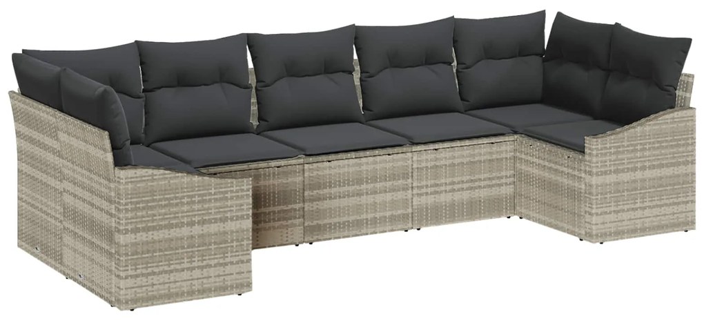 vidaXL Conjunto de Sofá de Jardim 7 pcs Cinzento-claro vime PE