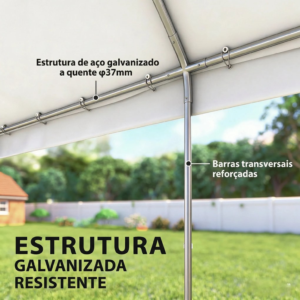 Tenda para Festas 4x6 m, Tenda de Jardim com Paredes Removíveis, 2 Portas e Janelas UPF30+ para Casamentos, Cinzento e Branco