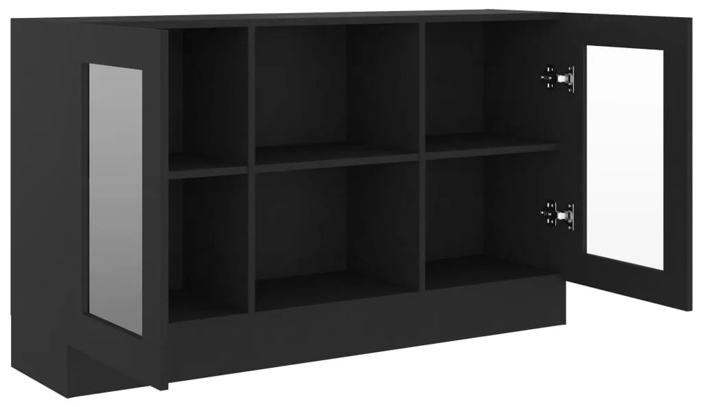 Armário vitrine 120x30,5x70 cm derivados de madeira preto