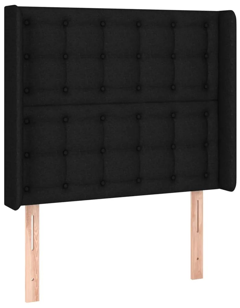 Cama box spring c/ colchão e LED 90x190 cm tecido preto