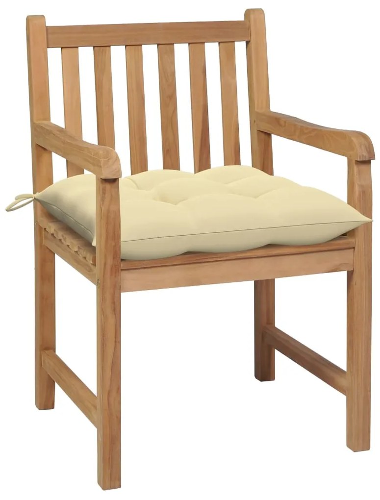 Cadeiras de jardim c/ almofadões branco nata 2 pcs teca maciça