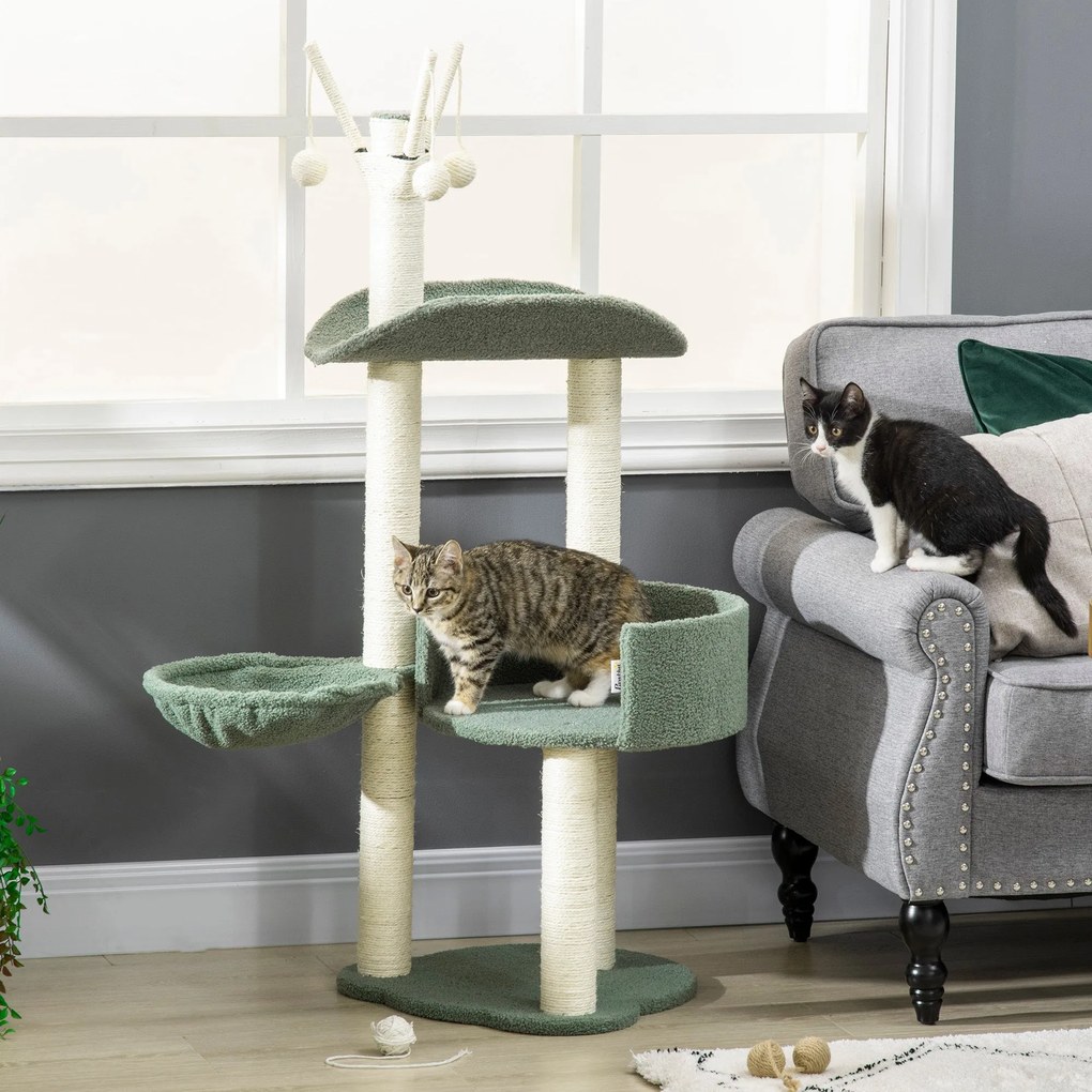 PawHut Árvore Arranhador para Gatos Torre para Gatos Altura 123cm com