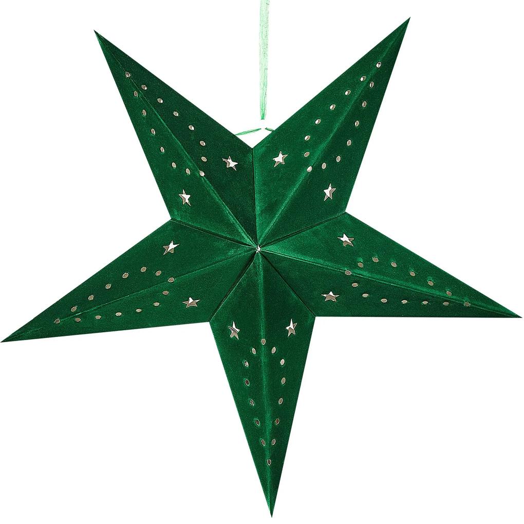 Conjunto de 2 estrelas de papel com LED em veludo verde 45 cm MOTTI Beliani