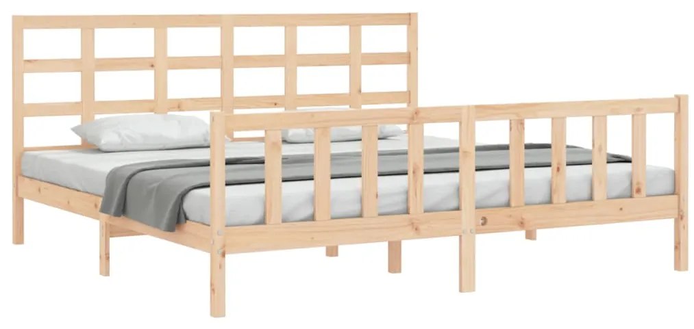 Estrutura de cama com cabeceira 180x200 cm madeira maciça