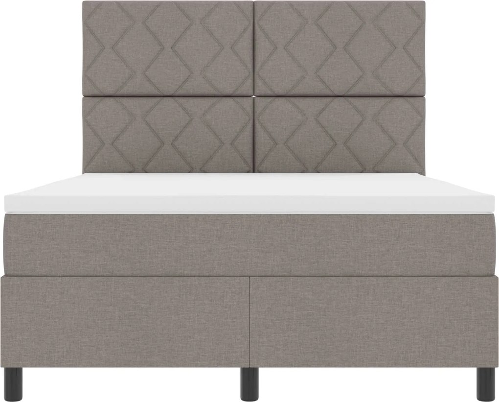 vidaXL Cama Box com colchão Cinzento-acastanhado 160 x 200 cm tecido