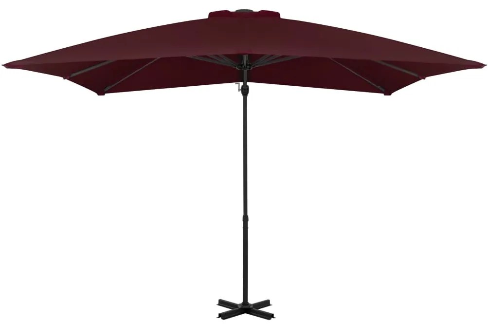 Guarda-sol jardim cantilever c/ poste alumínio 250x250 cm bordô