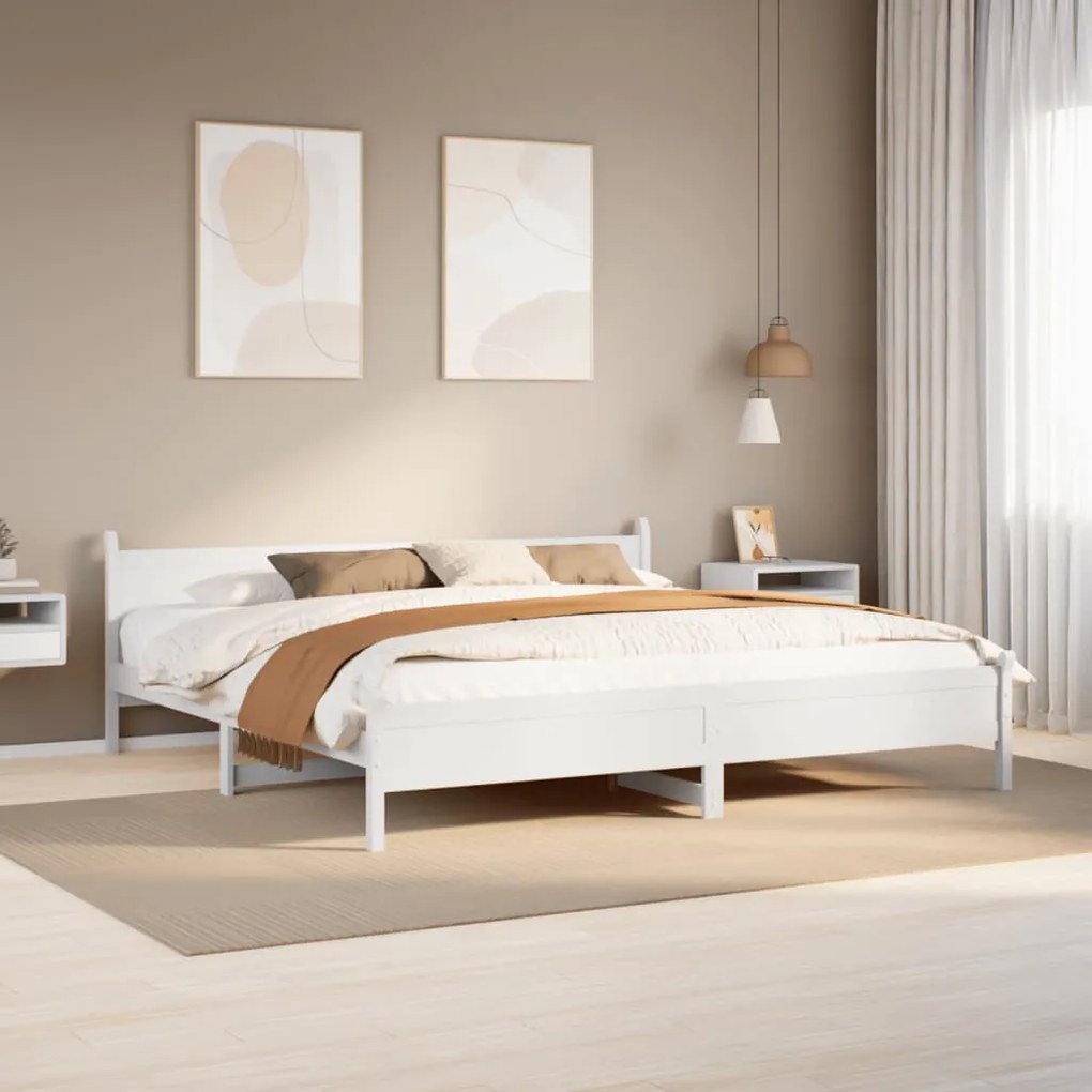 vidaXL Cama sem colchão 180x200 cm madeira de pinho maciça branco