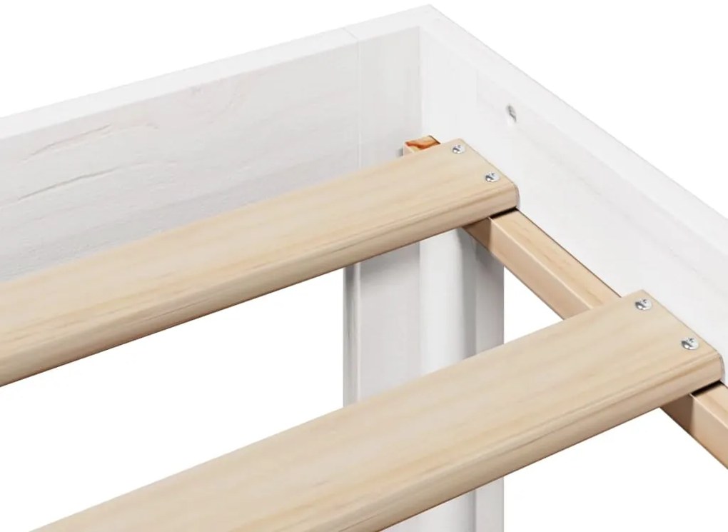 Cama com estante sem colchão 200x200 cm pinho maciço branco