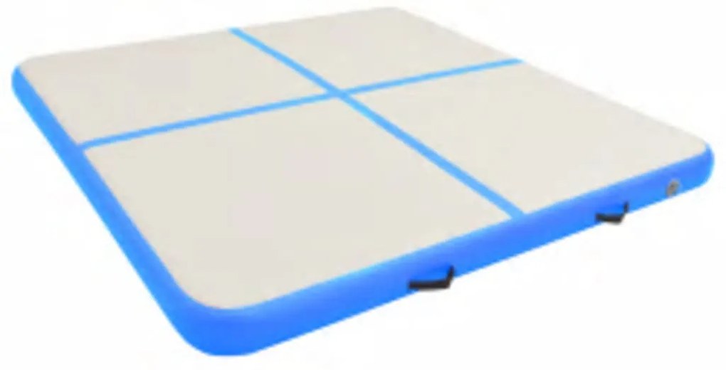 Colchão de ginástica insuflável c/ bomba 200x200x15 cm PVC azul