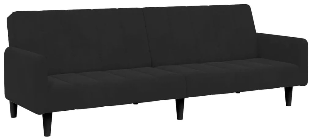 Sofá-cama 2 lugares c/ apoio de pés veludo preto