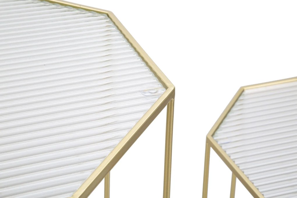 Mesas de apoio, conjunto de 2 peças, 50 x 46 x 100 cm - 40 x 37 x 80 cm, dourado