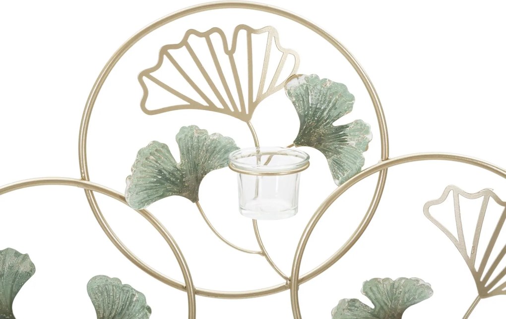 Castiçal de Parede "Greenery" em Metal e Vidro – 80x7,5x35,5 cm