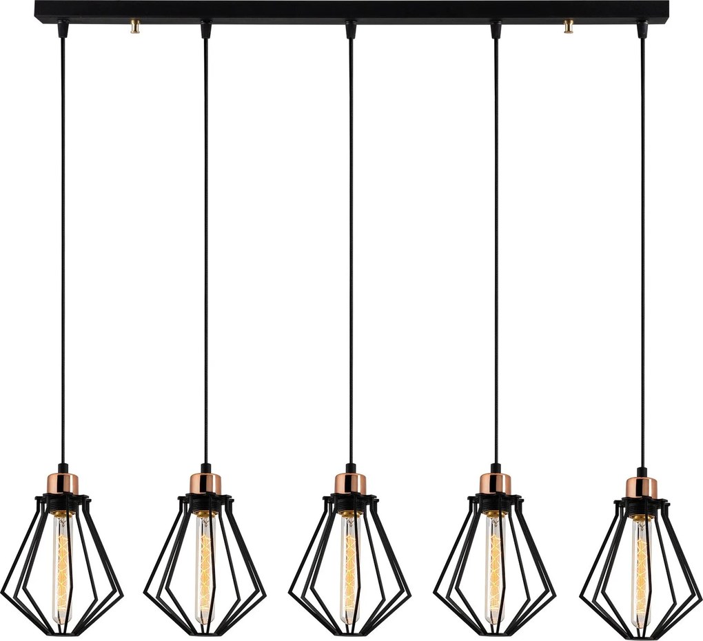 Candeeiro de Teto Oylat – Preto e Bronze – 88 x 18 cm