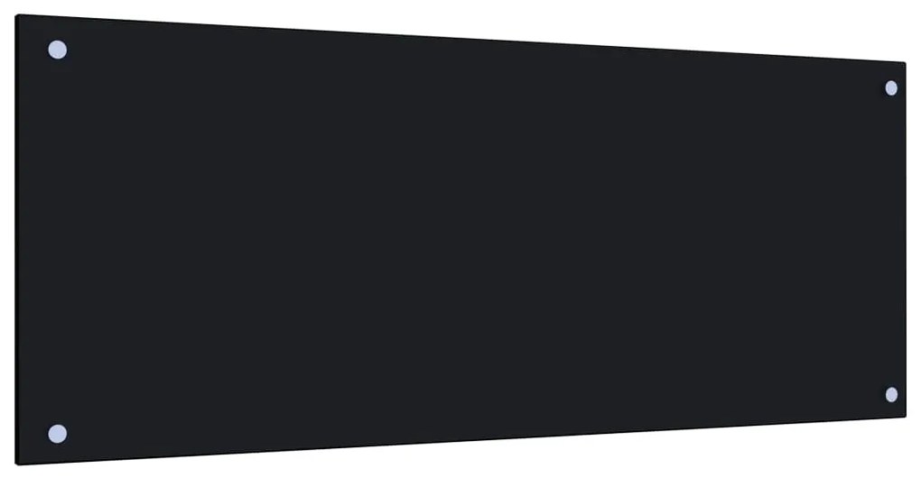 vidaXL Painel anti-salpicos de cozinha 100x40 cm vidro temperado preto