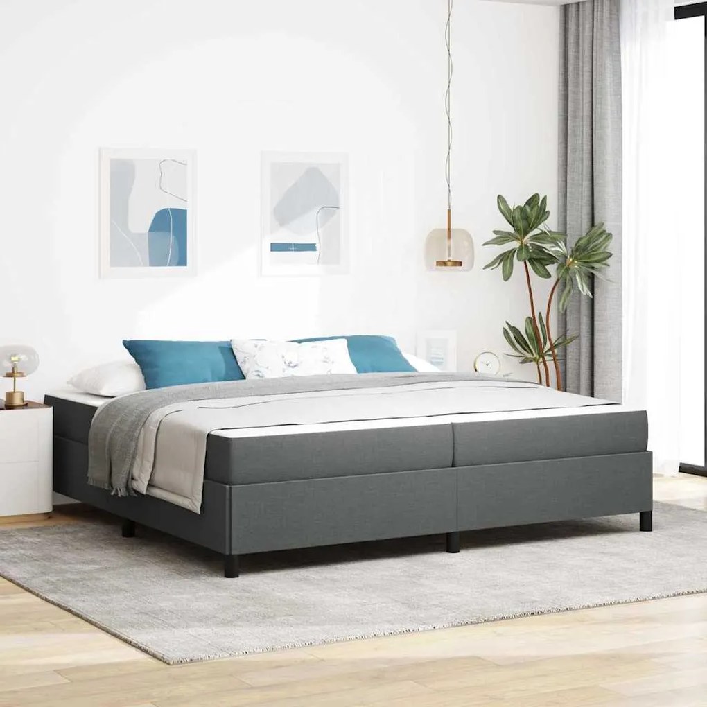 vidaXL Cama Box Cinza Escuro 200 x 200 cm tecido