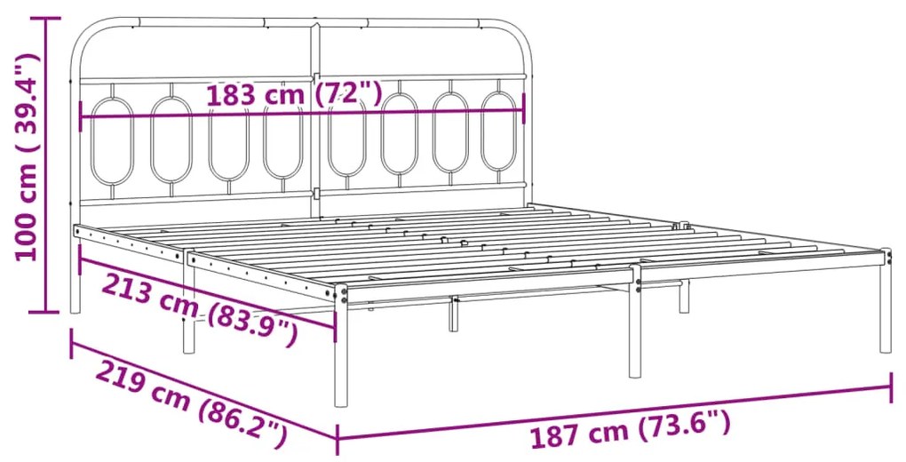 Estrutura de cama com cabeceira 183x213 cm metal branco