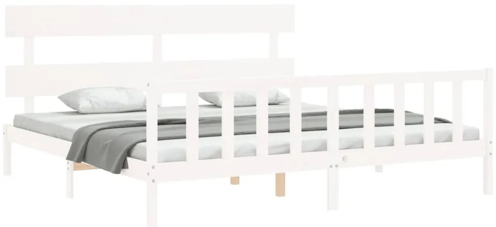Estrutura cama Super King Size c/ cabeceira madeira branco