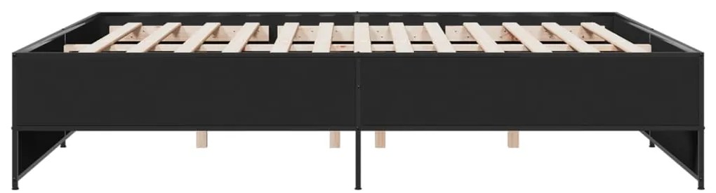 Estrutura de cama 200x200 cm derivados de madeira/metal preto