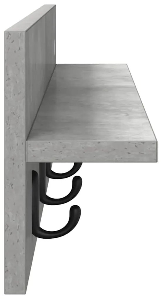 Cabideiro de Parede Cinzento cimento 80 x 10.5 x 18 cm