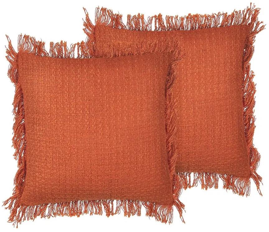 Conjunto de 2 almofadas de algodão laranja 45 x 45 cm ORTA Beliani