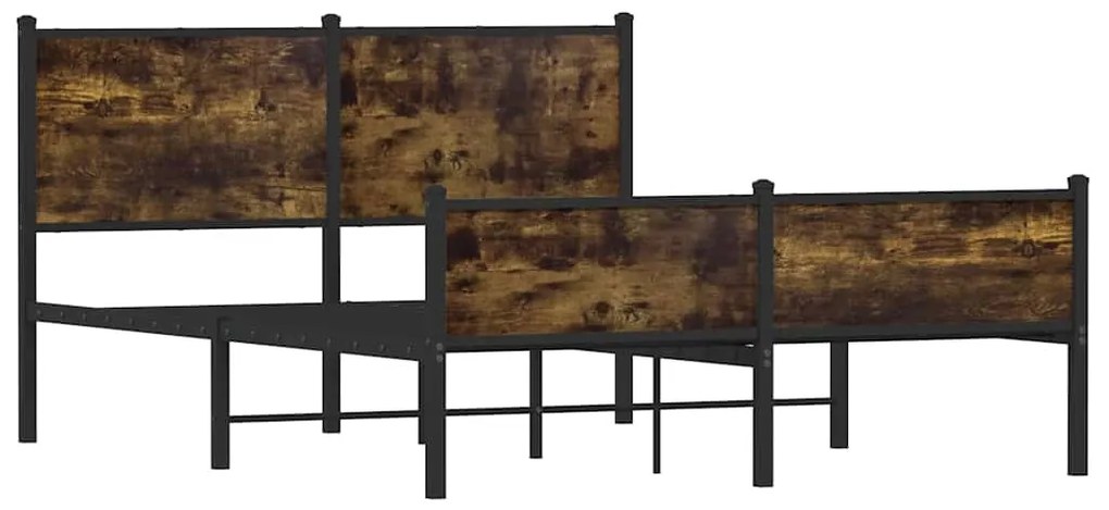 Estrutura de cama sem colchão 140x200 cm metal carvalho fumado