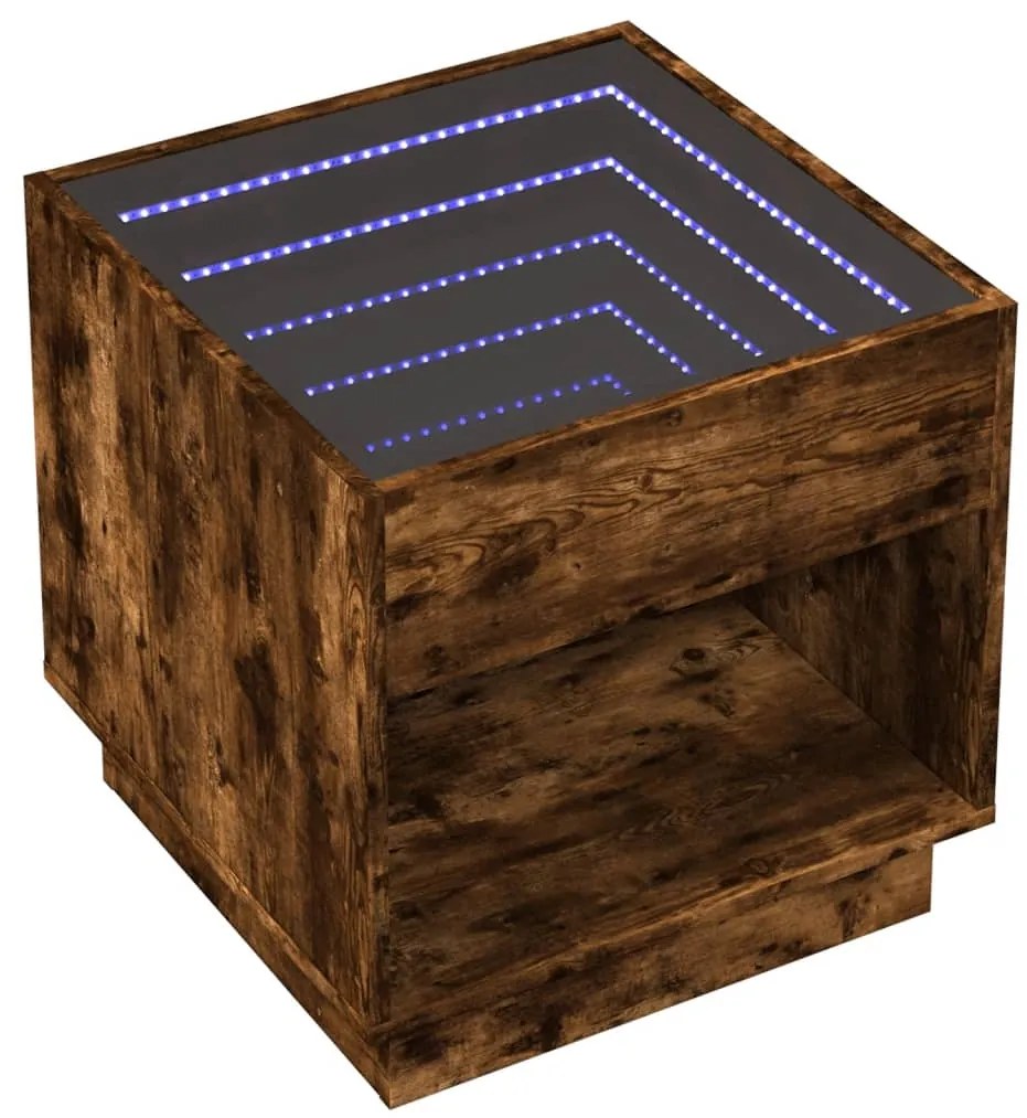 Mesa de cabeceira c/ LED Infinity 50x50x50 cm carvalho fumado