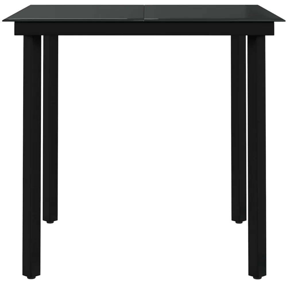3 pcs conjunto de jantar para jardim com almofadões preto