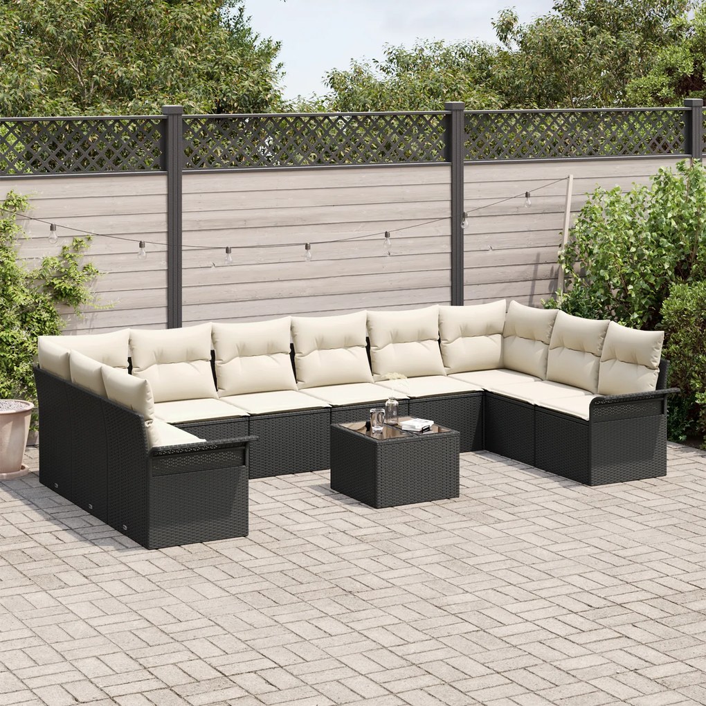 Conjunto de Sofá Jardim vidaXL de 10 Peças com Almofadas Vime Sintétic