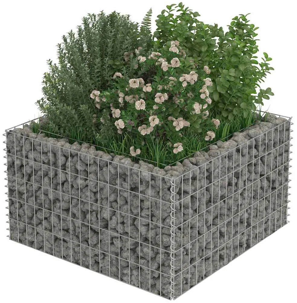Canteiro elevado/cesto gabião 90x90x50 cm aço galvanizado