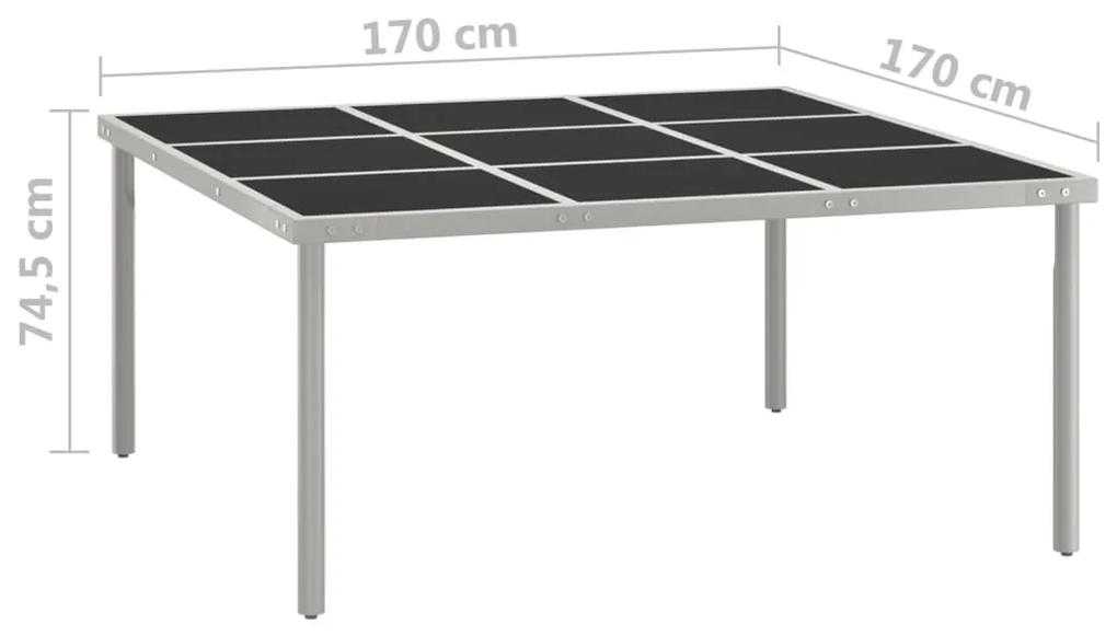 Mesa de jantar para jardim 170x170x74,5 cm vidro e aço