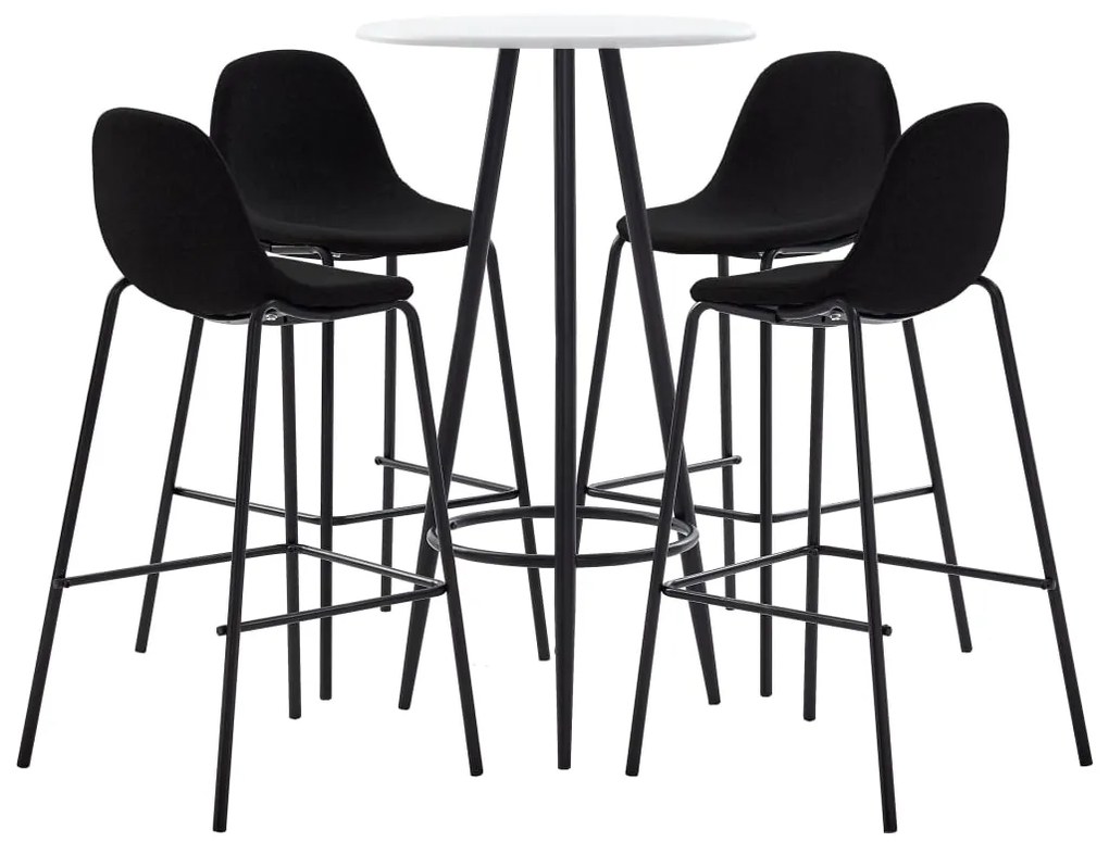 vidaXL 5 pcs conjunto de bar tecido preto