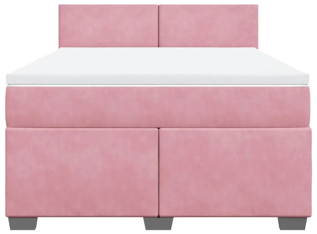 Cama com molas/colchão 140x200 cm veludo rosa-escuro