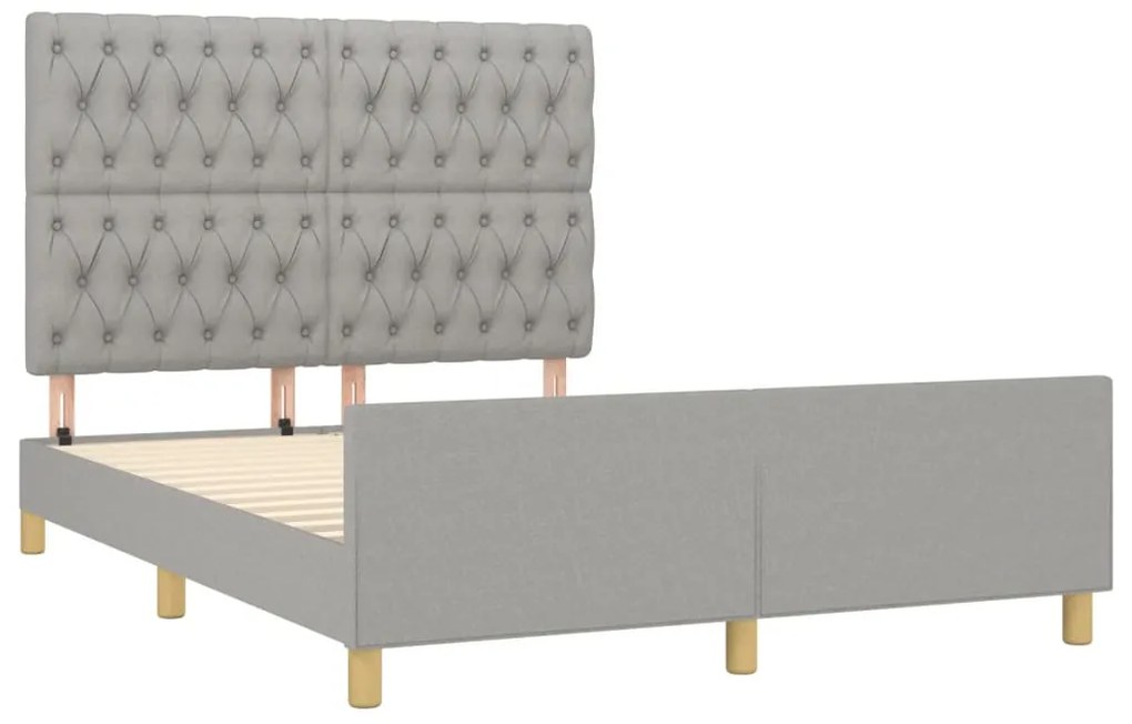 Estrutura de cama sem colchão 140x190 cm tecido cinzento-claro