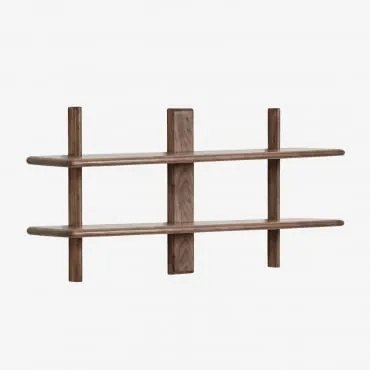 Estante De Parede ↔︎120 Cm Em Madeira De Acácia Erisu Castanho-acácia Escuro & 2 Prateleirass - Sklum
