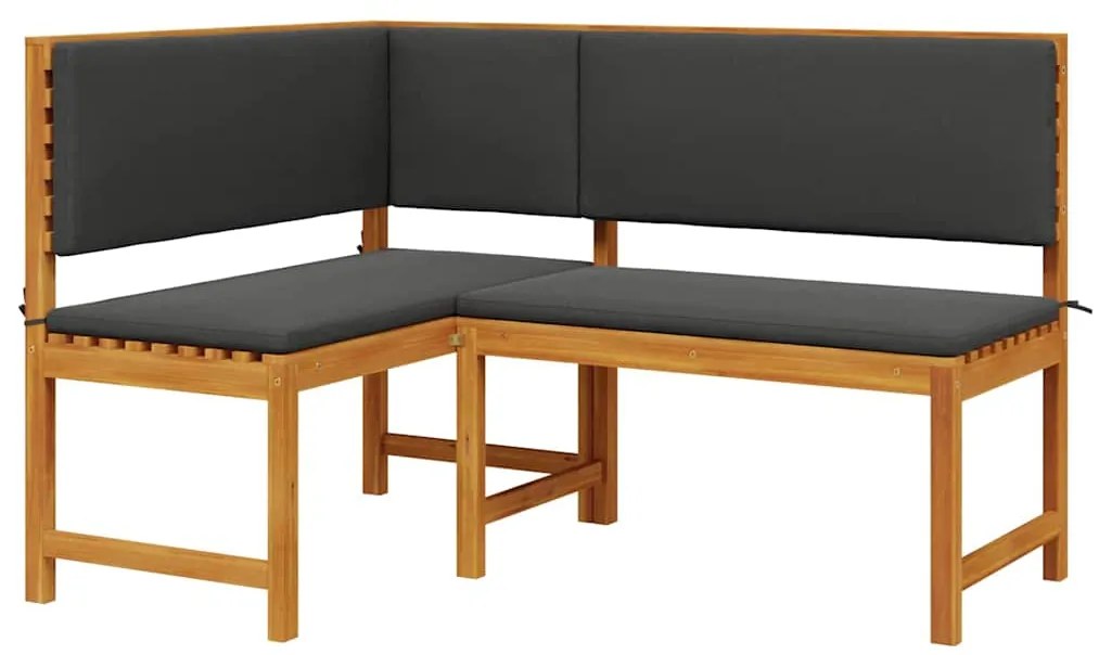 Conjunto de Jantar de Jardim de 4 Peças com Almofadas em Madeira Maciç