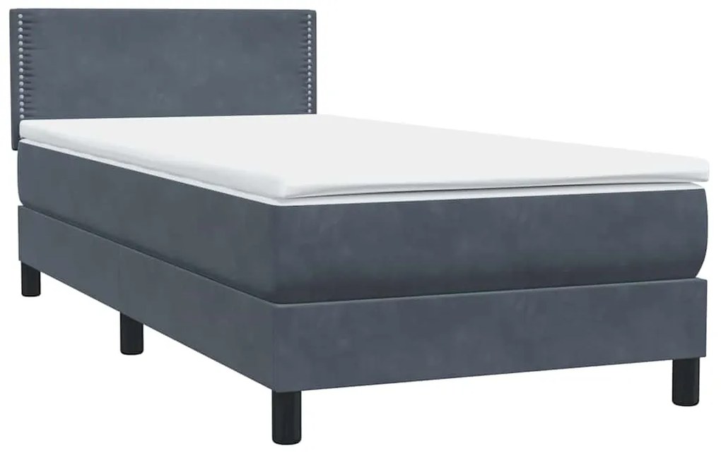 Cama com molas/colchão cinza-escuro 80x220 cm veludo
