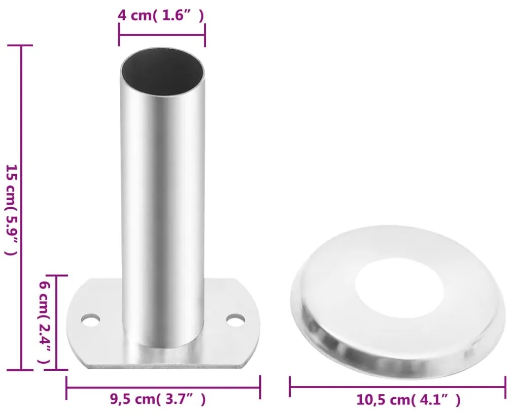 Suportes p/ corrimão de escada piscina 2 pcs aço inoxidável 304