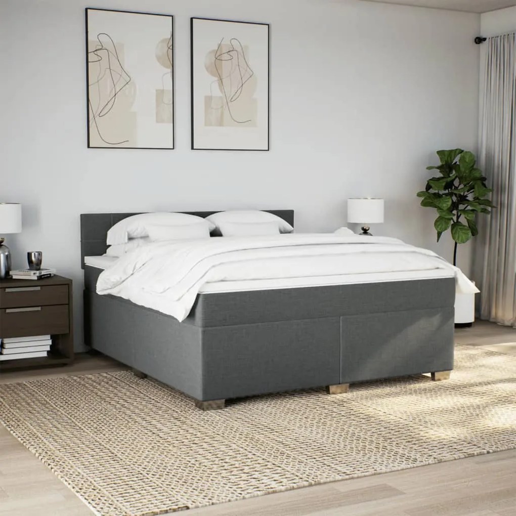 Cama com molas/colchão 180x200 cm tecido cinzento-escuro