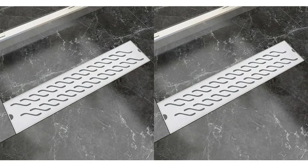 VidaXL Dreno de chuveiro linear 2 pcs onda 530x140 mm aço inoxidável