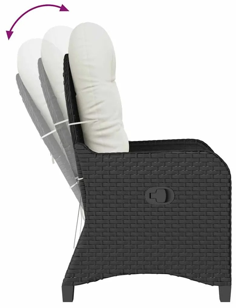 Cadeira Reclinável vidaXL com Almofada Rattan Preto