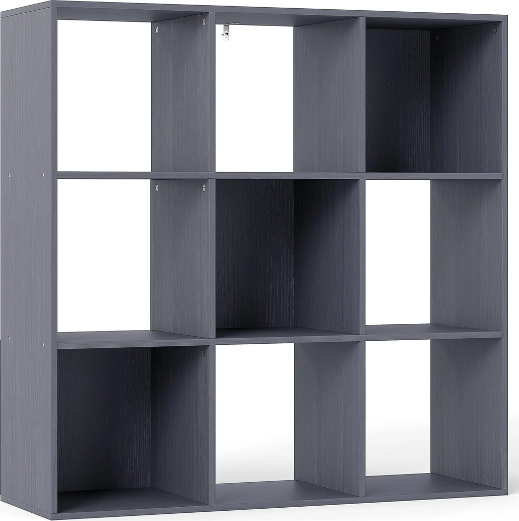 HOMCOM Estante de Arrumação de 3 Níveis com 9 Compartimentos para Sala Escritório Quarto 91x29,5x91 cm Cinza | Aosom Portugal