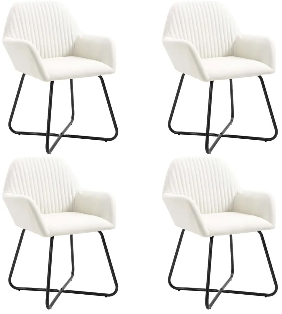 Cadeiras de jantar 4 pcs tecido cor creme