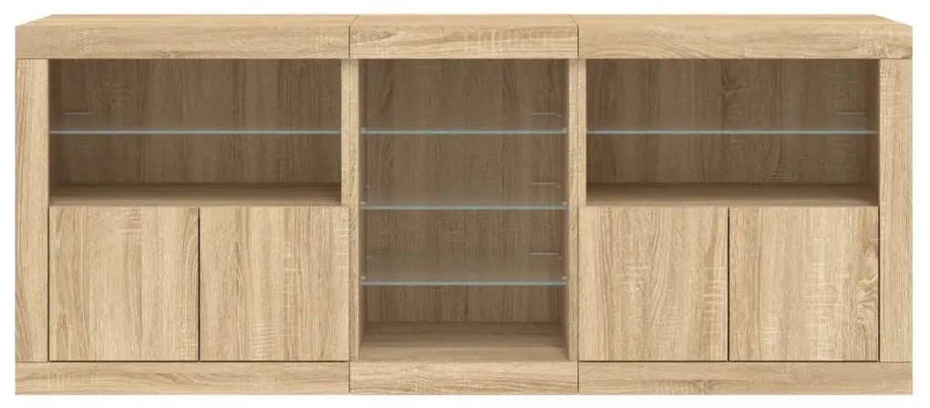Aparador com luzes LED 162x37x67 cm carvalho sonoma